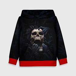 Толстовка-худи детская Hands on skull, цвет: 3D-красный