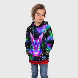 Толстовка-худи детская Неоновый кролик, цвет: 3D-красный — фото 2