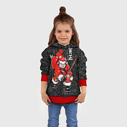 Толстовка-худи детская Santa Claus Samurai, цвет: 3D-красный — фото 2