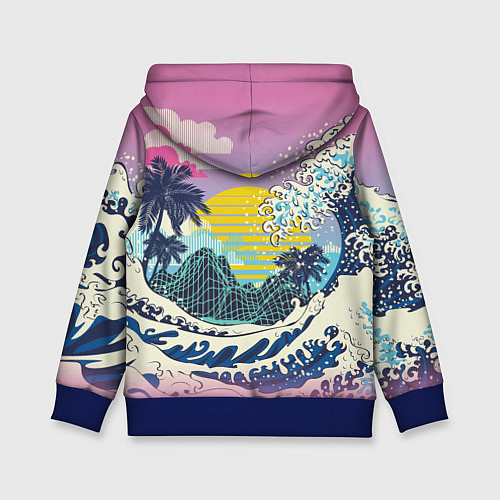 Детская толстовка Штормовые океанские волны и пальмы / 3D-Синий – фото 2