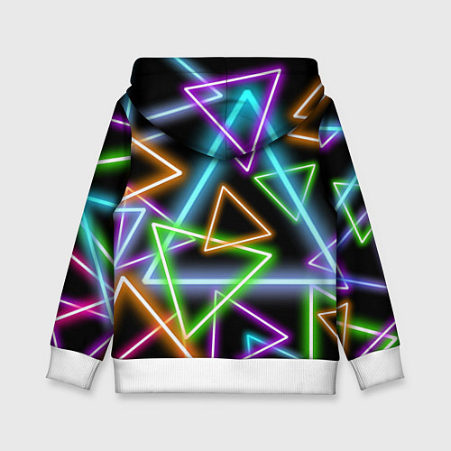 Детская толстовка Неоновые треугольники - текстура / 3D-Белый – фото 2