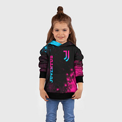 Толстовка-худи детская Juventus - neon gradient: надпись, символ, цвет: 3D-черный — фото 2