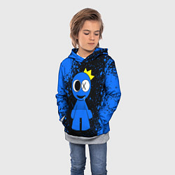 Толстовка-худи детская Радужные друзья Синий - брызги краски, цвет: 3D-меланж — фото 2