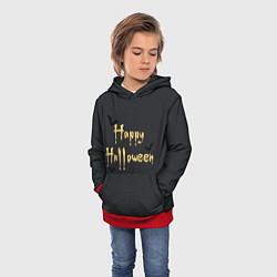Толстовка-худи детская Happy Halloween надпись с летучими мышами, цвет: 3D-красный — фото 2