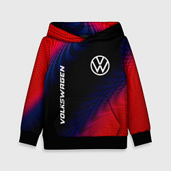 Толстовка-худи детская Volkswagen красный карбон, цвет: 3D-черный