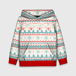 Толстовка-худи детская Новогодний свитер, но без оленей, цвет: 3D-красный