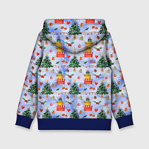 Детская толстовка Новый год - елки и подарки / 3D-Синий – фото 2