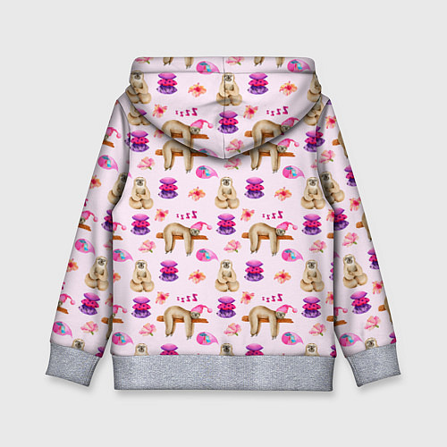 Детская толстовка Сонный ленивец с подушками / 3D-Меланж – фото 2