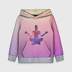 Толстовка-худи детская Поза лотоса в йоге, цвет: 3D-меланж