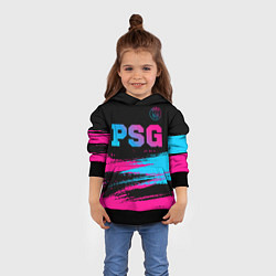 Толстовка-худи детская PSG - neon gradient: символ сверху, цвет: 3D-черный — фото 2