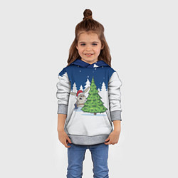 Толстовка-худи детская Злой кролик и ёлка - 2023, цвет: 3D-меланж — фото 2