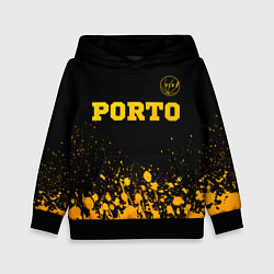 Толстовка-худи детская Porto - gold gradient: символ сверху, цвет: 3D-черный