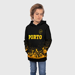 Толстовка-худи детская Porto - gold gradient: символ сверху, цвет: 3D-черный — фото 2