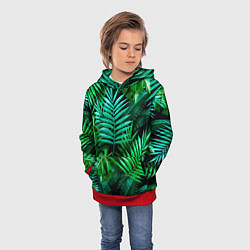 Толстовка-худи детская Тропические растения - текстура, цвет: 3D-красный — фото 2