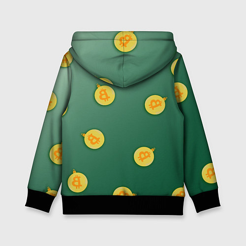 Детская толстовка Елочное украшение биткоин / 3D-Черный – фото 2