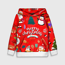 Толстовка-худи детская Merry christmas art, цвет: 3D-белый