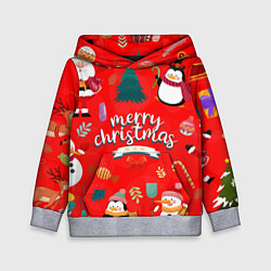 Толстовка-худи детская Merry christmas art, цвет: 3D-меланж