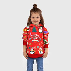Толстовка-худи детская Merry christmas art, цвет: 3D-красный — фото 2