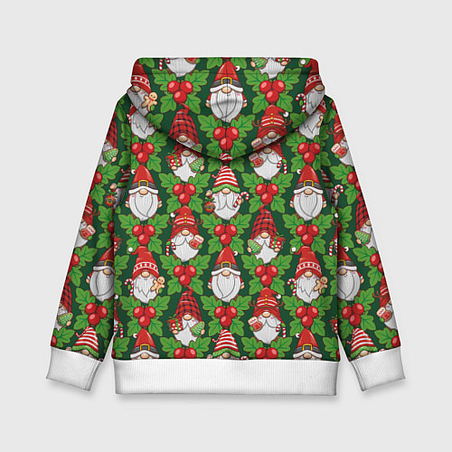 Детская толстовка Новогодние гномы - паттерн / 3D-Белый – фото 2