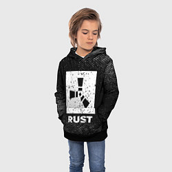 Толстовка-худи детская Rust с потертостями на темном фоне, цвет: 3D-черный — фото 2