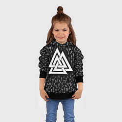 Толстовка-худи детская Valknut runes pattern, цвет: 3D-черный — фото 2