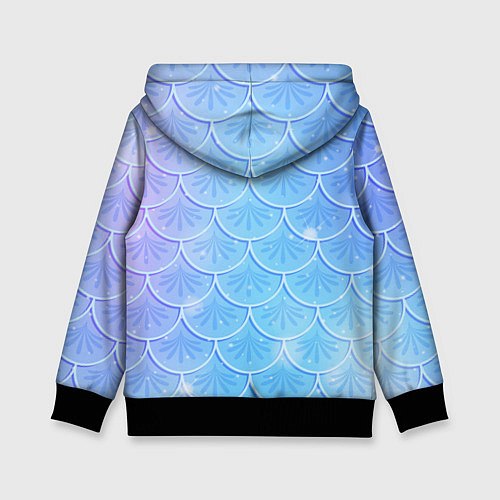 Детская толстовка Голубая чешуя русалки - паттерн / 3D-Черный – фото 2