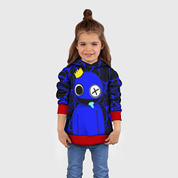 Толстовка-худи детская Радужные друзья - персонаж Синий, цвет: 3D-красный — фото 2