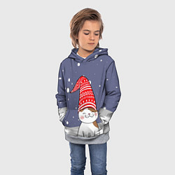 Толстовка-худи детская Котик в шапке, цвет: 3D-меланж — фото 2