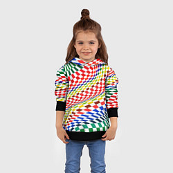 Толстовка-худи детская Разноцветная оптическая иллюзия, цвет: 3D-черный — фото 2