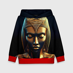 Толстовка-худи детская Нейросеть - золотая статуя египетской царицы, цвет: 3D-красный