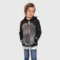 Толстовка-худи детская Черный кролик ом ном ном, цвет: 3D-белый — фото 2