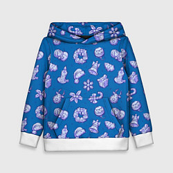 Толстовка-худи детская Новогоднее настроение: cиний, цвет: 3D-белый