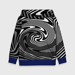 Толстовка-худи детская Black and white abstract pattern, цвет: 3D-синий