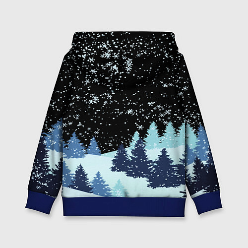 Детская толстовка Санта на оленях в ночном небе / 3D-Синий – фото 2