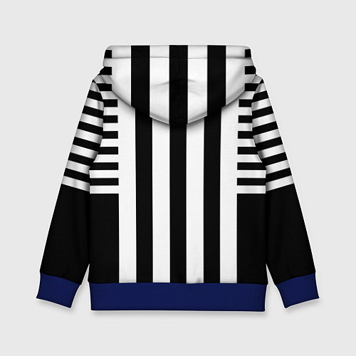 Детская толстовка Черно белый узор в полоску / 3D-Синий – фото 2
