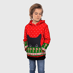 Толстовка-худи детская Котик: новогодний свитер, цвет: 3D-черный — фото 2