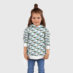 Толстовка-худи детская Домики на еловых ветках - паттерн, цвет: 3D-белый — фото 2