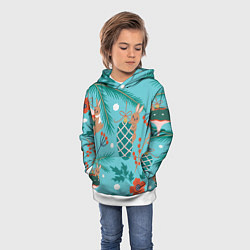 Толстовка-худи детская Кролики на ёлочке, цвет: 3D-белый — фото 2