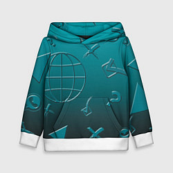 Толстовка-худи детская Символы соцсетей, цвет: 3D-белый