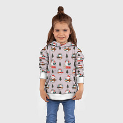 Толстовка-худи детская A bird with new years gifts, цвет: 3D-белый — фото 2