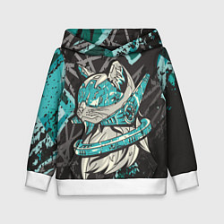 Толстовка-худи детская Футуристический кот, цвет: 3D-белый