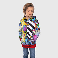 Толстовка-худи детская Василий Кандинский Абстрактная композиция, цвет: 3D-красный — фото 2