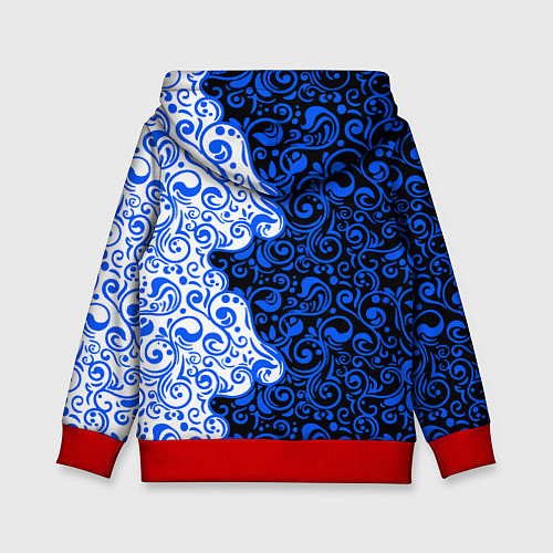 Детская толстовка Синие узоры / 3D-Красный – фото 2