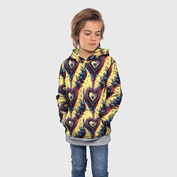 Толстовка-худи детская Паттерн яркие сердца, цвет: 3D-меланж — фото 2