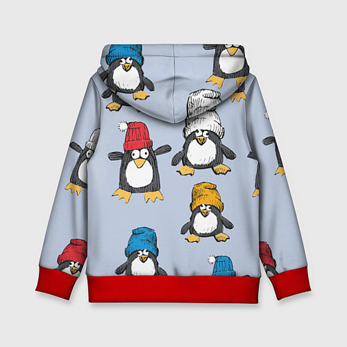 Детская толстовка Смешные пингвины / 3D-Красный – фото 2