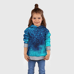 Толстовка-худи детская Градиент голубой и синий текстурный с блестками, цвет: 3D-меланж — фото 2