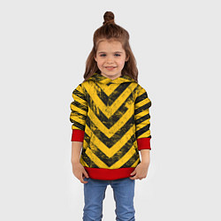 Толстовка-худи детская WARNING - желто-черные полосы, цвет: 3D-красный — фото 2