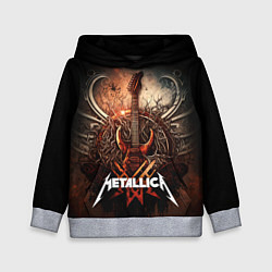 Толстовка-худи детская Metallica гитара и логотип, цвет: 3D-меланж