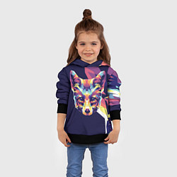 Толстовка-худи детская Голова лисенка в стиле поп-арт, цвет: 3D-черный — фото 2