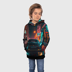 Толстовка-худи детская GTR в ночном городе, цвет: 3D-черный — фото 2